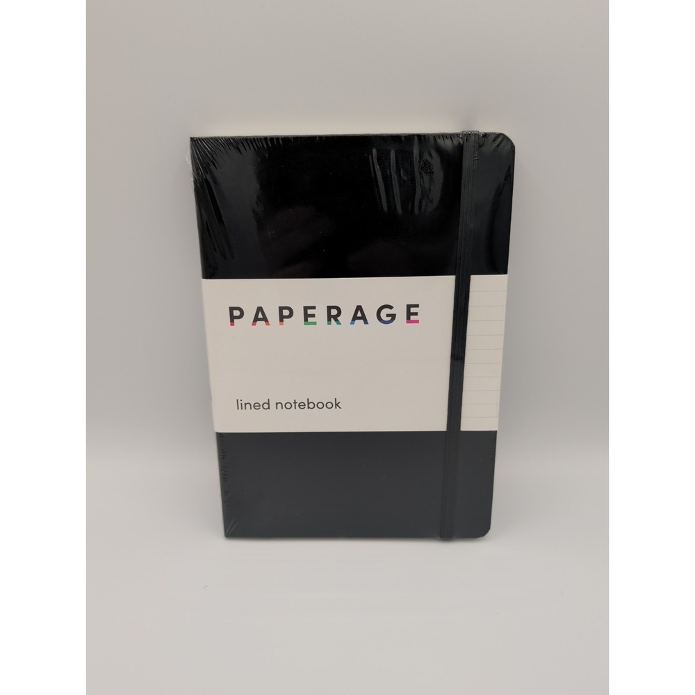 Paperage Lined Journal Notebook 160 Pages Black Faux Leather 5.7 x 8 in 100 GSM